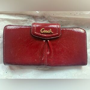 Coach Patent Leather Pleated Wallet